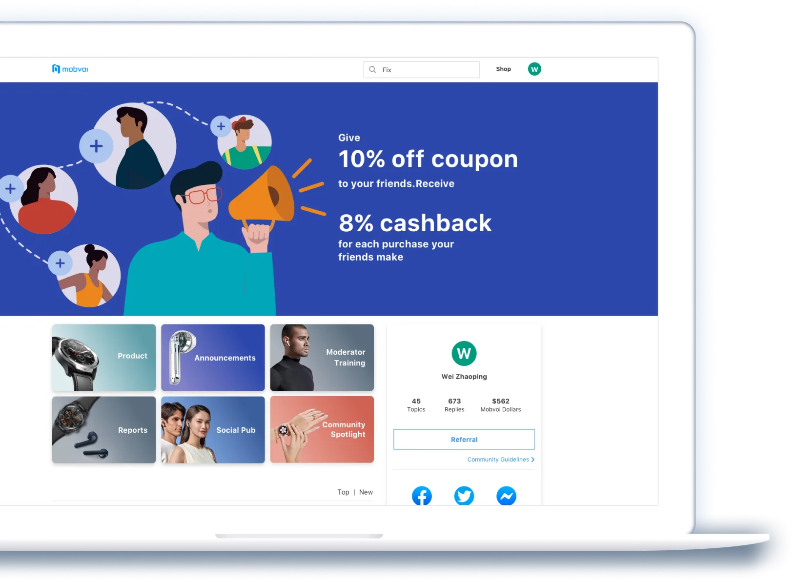Mobvoi Community Forum mockup