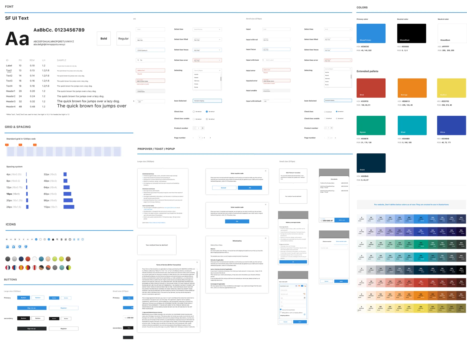 Design guidelines — typography, grid, colours, components