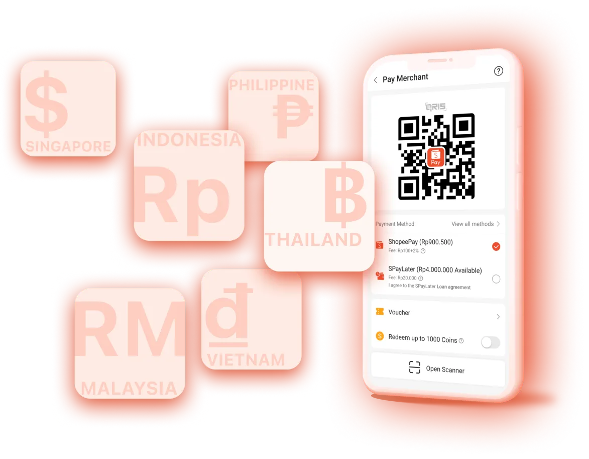 ShopeePay Scan & Pay phone mockups